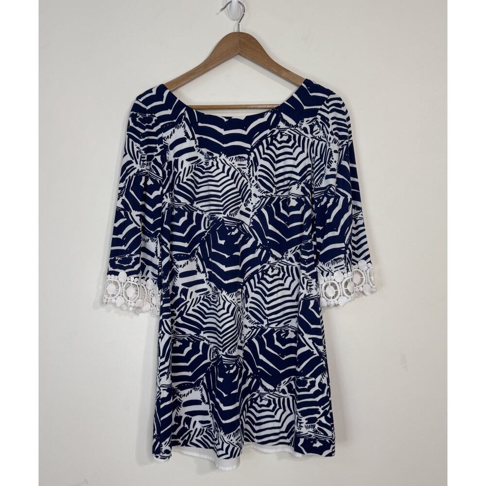 Lilly Pulitzer Harbour Tunic Dress Size S Oh Cabana Boy Bright Navy Crochet - Picture 2 of 10
